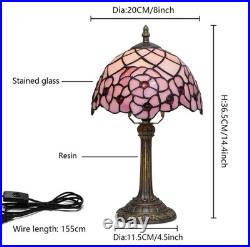 Vintage Tiffany Style Stained Glass Table Lamp Pink Rose Bedside Desk Light Vintage Tiffany Style Stained Glass Table Lamp Pink Rose Bedside Desk Light
