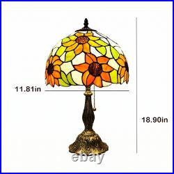 Vintage Tiffany Style Sunflower Table Lamp Pull Chain Stained Glass H18