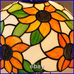 Vintage Tiffany Style Sunflower Table Lamp Pull Chain Stained Glass H18