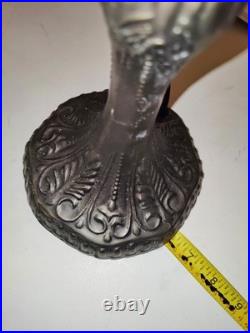 Vintage Tiffany Style Table Lamp Floral Stained Glass Brass base Art Nouveau 22