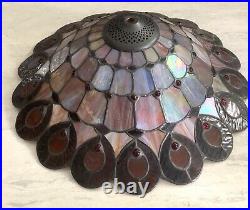 Vintage Tiffany Style Table Lamp Shade Stained Glass Round 17D Stained Glass