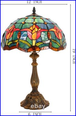 Vintage Tiffany Style Tulip Stained Glass Table Lamp Bedside Reading Light Vintage Tiffany Style Tulip Stained Glass Table Lamp Bedside Reading Light