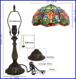 Vintage Tiffany Style Tulip Stained Glass Table Lamp Bedside Reading Light