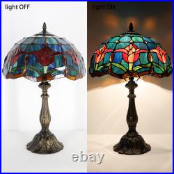 Vintage Tiffany Style Tulip Stained Glass Table Lamp Bedside Reading Light Vintage Tiffany Style Tulip Stained Glass Table Lamp Bedside Reading Light