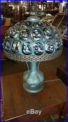 Vintage Tiffany Style Turtleback Ornate Table Lamp 23