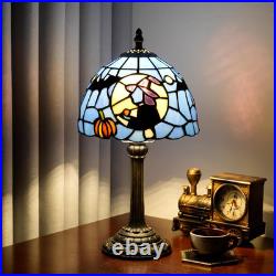 Vintage Tiffany Style Witch Hat Stained Glass Table Lamp Halloween Desk Decor