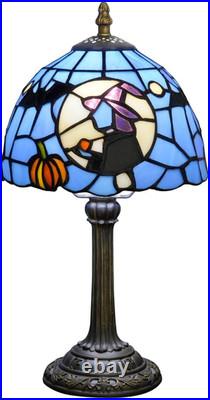 Vintage Tiffany Style Witch Hat Stained Glass Table Lamp Halloween Desk Decor