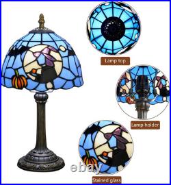 Vintage Tiffany Style Witch Hat Stained Glass Table Lamp Halloween Desk Decor
