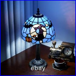 Vintage Tiffany Style Witch Hat Stained Glass Table Lamp Halloween Desk Decor
