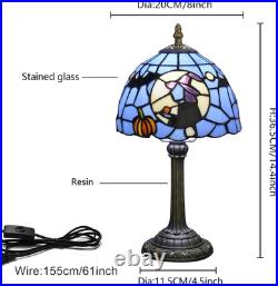 Vintage Tiffany Style Witch Hat Stained Glass Table Lamp Halloween Desk Decor