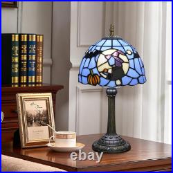 Vintage Tiffany Style Witch Hat Stained Glass Table Lamp Halloween Desk Decor