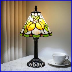 Vintage Tiffany Yellow Peach Fruit Stained Glass Table Lamp Farmhouse Light