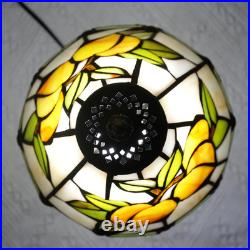 Vintage Tiffany Yellow Peach Fruit Stained Glass Table Lamp Farmhouse Light