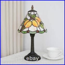 Vintage Tiffany Yellow Peach Fruit Stained Glass Table Lamp Farmhouse Light