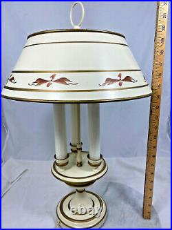 Vintage Tole Lamp Shade with Three Candle Table Lamp