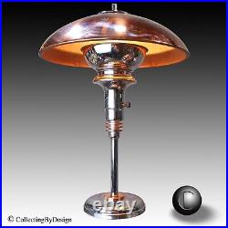 Vintage Tulip Streamline Art Deco Chrome & Copper Desk or Table Lamp c. 1939