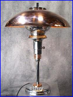 Vintage Tulip Streamline Art Deco Chrome & Copper Desk or Table Lamp c. 1939