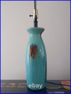 Vintage Turquoise Crackle Glaze Porcelain Vase Style Table Lamp. 26 Tall