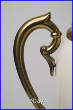 Vintage Tyndale Chicago Brass & Cream Ceramic Trophy Urn Table Lamp Regency