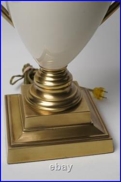 Vintage Tyndale Chicago Brass & Cream Ceramic Trophy Urn Table Lamp Regency