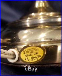 Vintage Underwriters Laboratories Brass Student Lamp Green Tole Shade 22