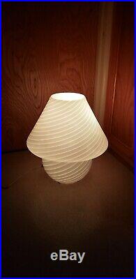 Vintage Vetri Murano Mushroom Table Lamp Mid Century MCM 13x14 White