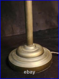 Vintage Victorian Brass Wing Arm Lamp with Beaded Fringe Frosted Glass Shade