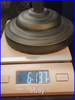 Vintage Victorian Brass Wing Arm Lamp with Beaded Fringe Frosted Glass Shade