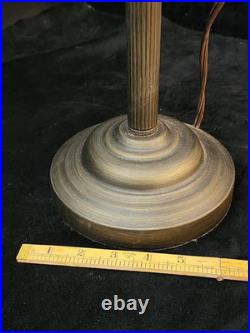 Vintage Victorian Brass Wing Arm Lamp with Beaded Fringe Frosted Glass Shade