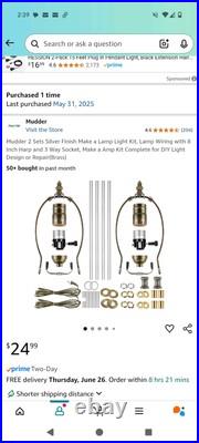 Vintage Victorian Painted Marble Swirl Table Lamp With Figural Swan Handles