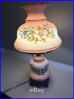 Vintage Victorian Style Pink Hurricane Lamp Parlor Gone With The Wind Large