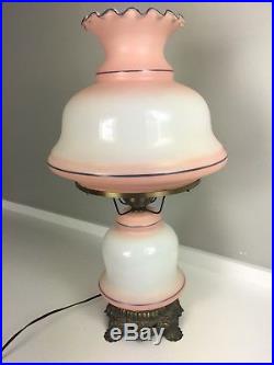 Vintage Victorian Style Pink Hurricane Lamp Parlor Gone With The Wind Large