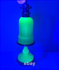 Vintage Warren Kessler Empire Green Uranium Opaline Glass Table Lamp 31 Tall