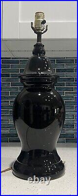 Vintage Warren Kessler Style Glossy Black Table Lamp 22