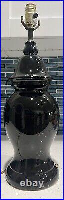 Vintage Warren Kessler Style Glossy Black Table Lamp 22