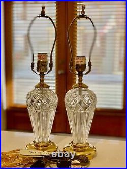 Vintage Wateford Belline Pattern Fine Cut Crystal Two Pair Table Lamps, NWT