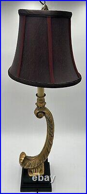 Vintage Wescal Floral Pattern Table Lamp With Silk Shade. 29 Tall