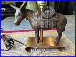 Vintage Western Mining Copper Donkey Pack Mule Table Lamp & Matching Shade