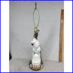 Vintage White Porcelain Cockatoo Parrot Table Lamp Brass Base Hollywood Regency