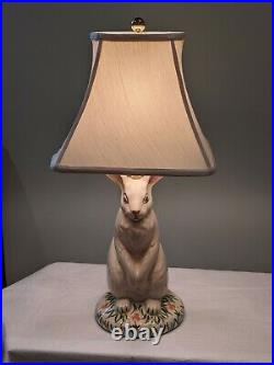 Vintage Wildwood Porcelain Brass Bunny Rabbit Table Lamp 30 Tall