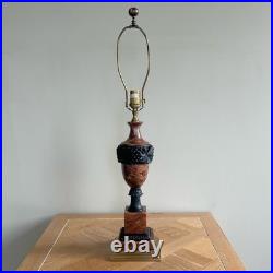 Vintage Wildwood Rose and Black Marble Table Lamp with Brass Accents