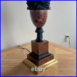 Vintage Wildwood Rose and Black Marble Table Lamp with Brass Accents