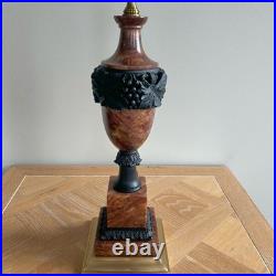Vintage Wildwood Rose and Black Marble Table Lamp with Brass Accents