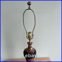 Vintage Wildwood Rose and Black Marble Table Lamp with Brass Accents