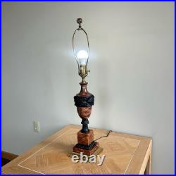 Vintage Wildwood Rose and Black Marble Table Lamp with Brass Accents