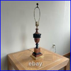 Vintage Wildwood Rose and Black Marble Table Lamp with Brass Accents