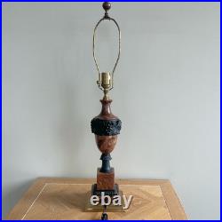 Vintage Wildwood Rose and Black Marble Table Lamp with Brass Accents