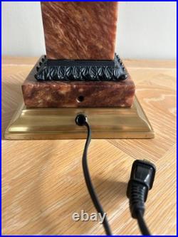 Vintage Wildwood Rose and Black Marble Table Lamp with Brass Accents