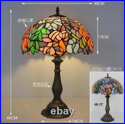 Vintage Wisteria Stained Glass Table Lamp 12 Tiffany-Style Colored Glass Lamp