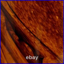 Vintage Wood Grain Design Brown Glass Cylindrical Boudoir Table Lamp 10h